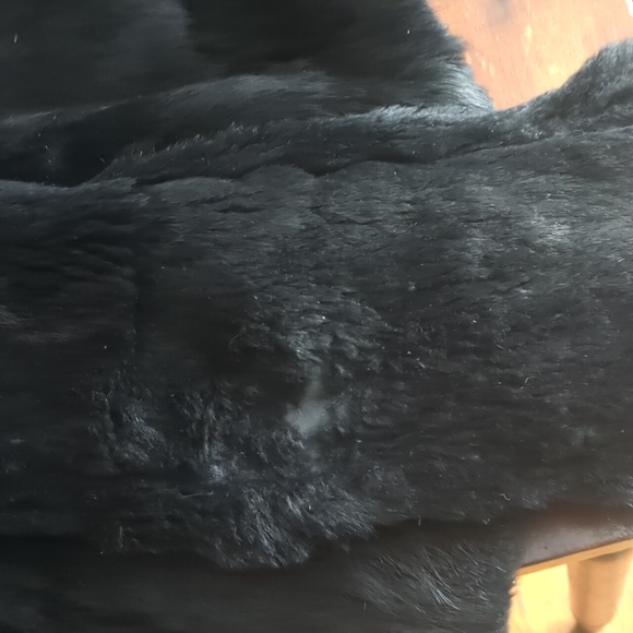 LEATHER Genuine RABBIT Fur BOLERO Coat Jacket - Picture 6 of 6